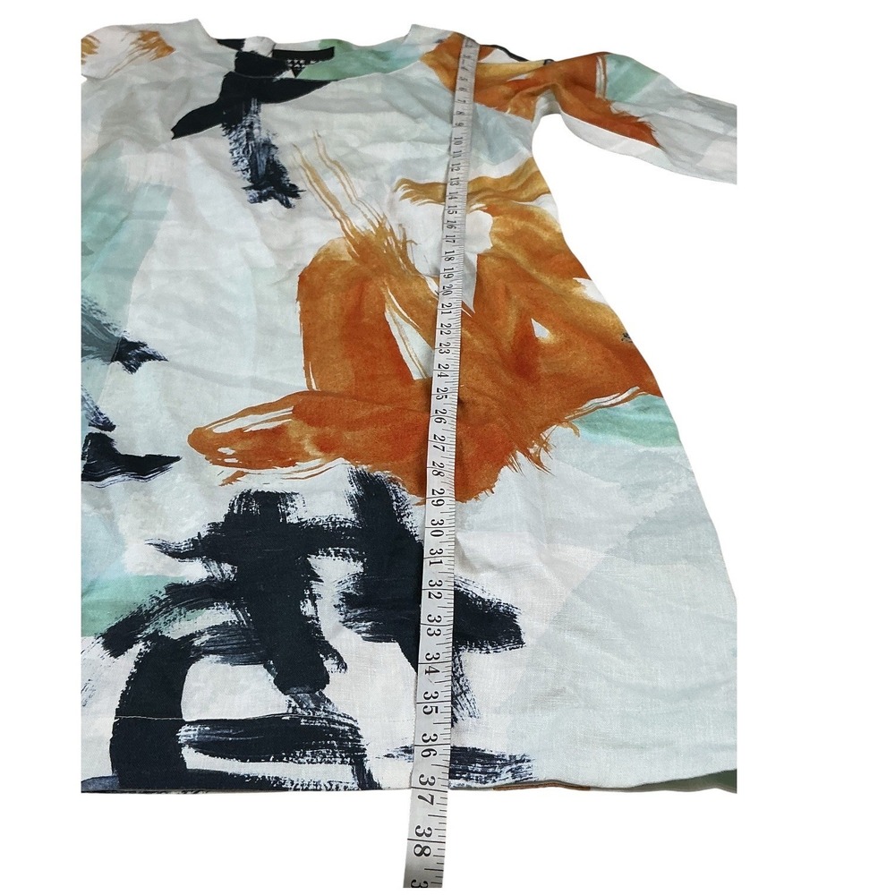 Bitte Kai Rand 100% Linen Abstract Print Shift Dress 3/4 Sleeve Pockets Size M - Picture 10 of 13